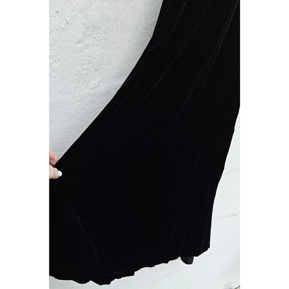 VTG 80s Victor Costa Gown Small 8 Black Velvet Strapless Sweetheart Maxi Dress - Picture 5 of 16